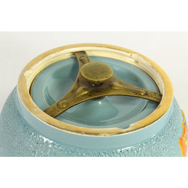 Sky Blue 1894-1926 Carlton Ware Armorial Crest W&r Stoke on Trent Tobacco Jar Cambridge For Sale - Image 8 of 15