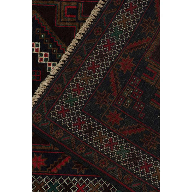 Textile Rug & Kilim’s Baluch Tribal Rug in Burgundy With Geometric Medallions For Sale - Image 7 of 8