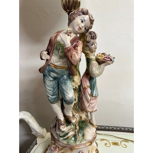 Victorian 1990s Italian Capodimonte Porcelain Table Lamp, Italy For Sale - Image 3 of 9