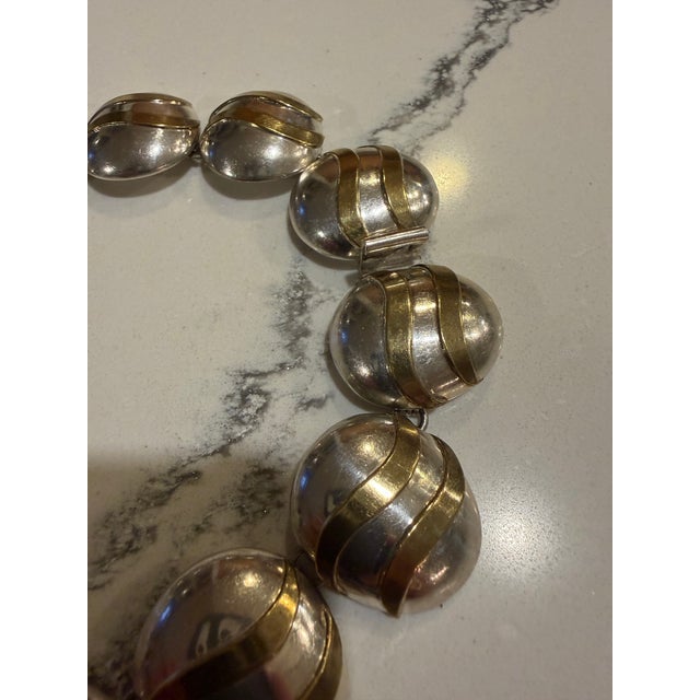 Olde Mexico 925 Modernist Sterling Necklace With Brass Accents For Sale - Image 9 of 15