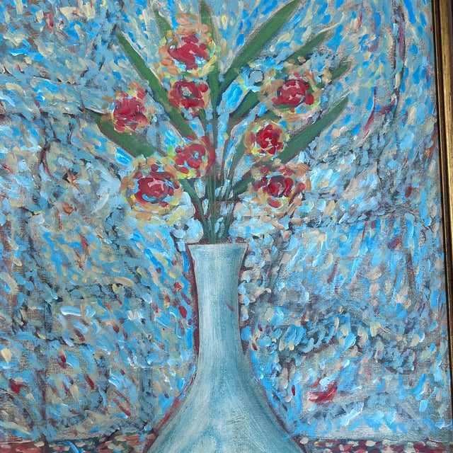 Contemporary original still life painting on canvas by Stephen Heigh. Signed and framed. Measures 16x20 or 19.5x23.5...