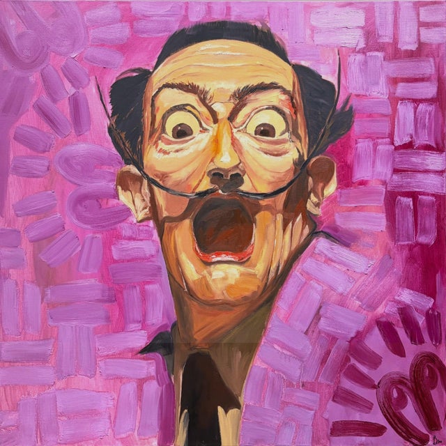 The Surrealist, Portrait of Salvador Dali by Seromo Okoro, Oil on Canvas, (2026) For Sale