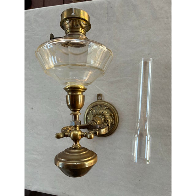 Brass Early 20th Century Brass Wall Hung Oil Lamp For Sale - Image 8 of 8