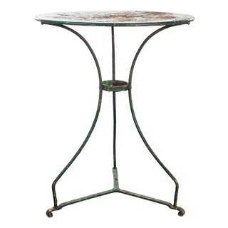 Small French Dark Green Metal Outdoor Gueridon Table, 1950s For Sale