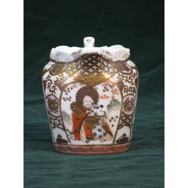Japanese Mid 19th Century Japanese Satsuma Mystic Man Lohan Dragon Porcelain Creamer Hand Painted Figurine For Sale - Image 3 of 7