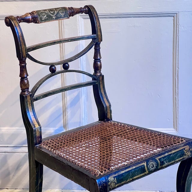 Cream Regency Painted Cane-Seat Side Chairs, Set of 2 For Sale - Image 8 of 11