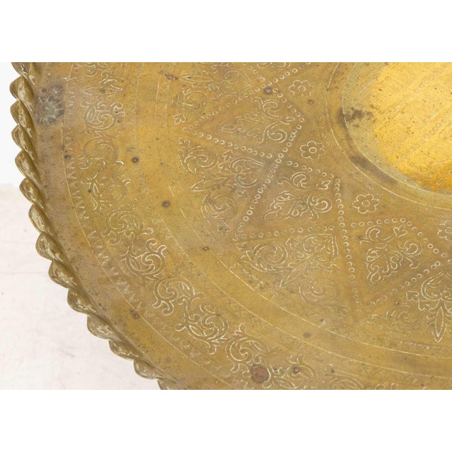 Early 20th Century Persian Brass Tray Top Folding Wood Table For Sale - Image 5 of 11