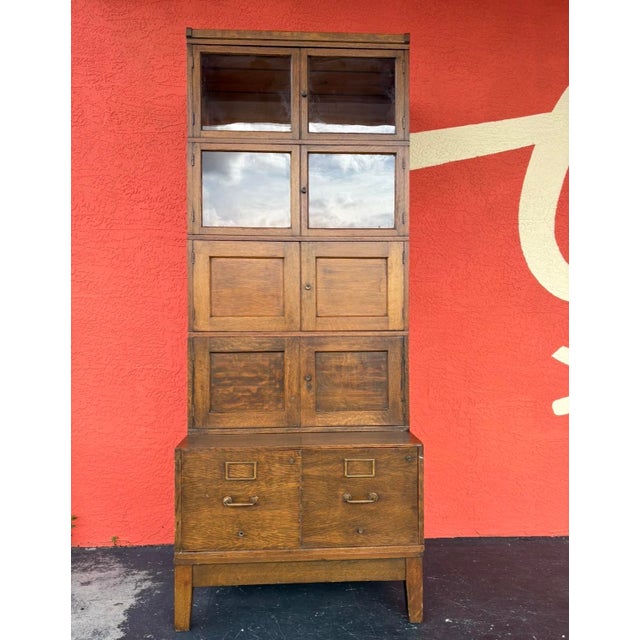 Antique Modular Oak Storage Cabinet For Sale In Tampa - Image 6 of 11