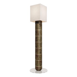 Handcrafted Ceramic Floor Lamp in Smoked Moss Glaze For Sale