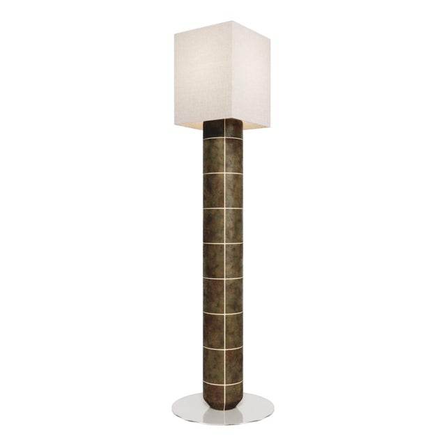 Handcrafted Ceramic Floor Lamp in Smoked Moss Glaze For Sale