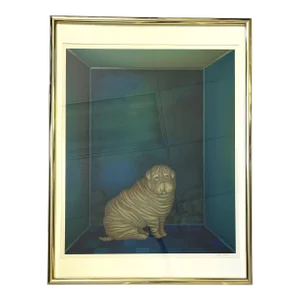 Vintage Igor Galanin Signed Modernist Serigraph Print, Titled 'Shar Pei' Circa 1985