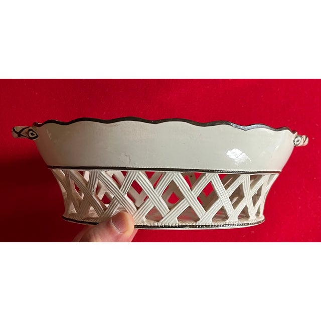 Cream Antique Early 19th Century English Georgian Creamware Chestnut Basket For Sale - Image 8 of 12
