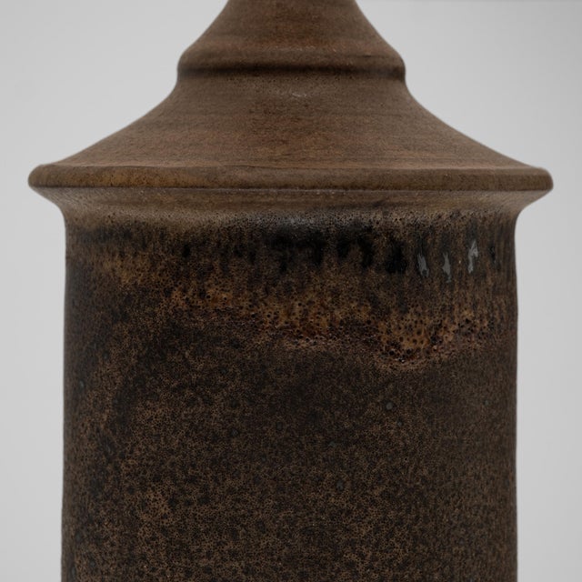 Brown Glazed Stoneware Table Lamp by Kai Klinge for Oreby Keramik, Denmark, 1970s For Sale - Image 6 of 9