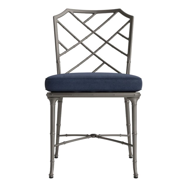 Brown Jordan Calcutta Side Chair, Mica frame with Fusion Neptune fabric For Sale