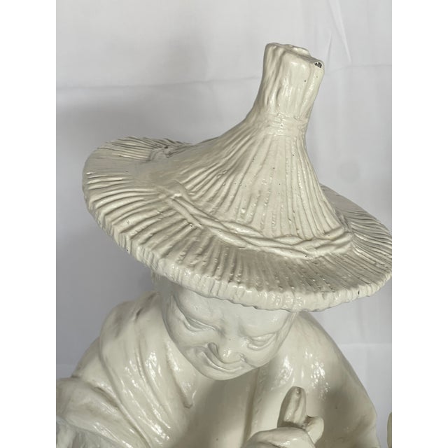 Pair White Chinoiserie Figures, 1960s For Sale - Image 13 of 18