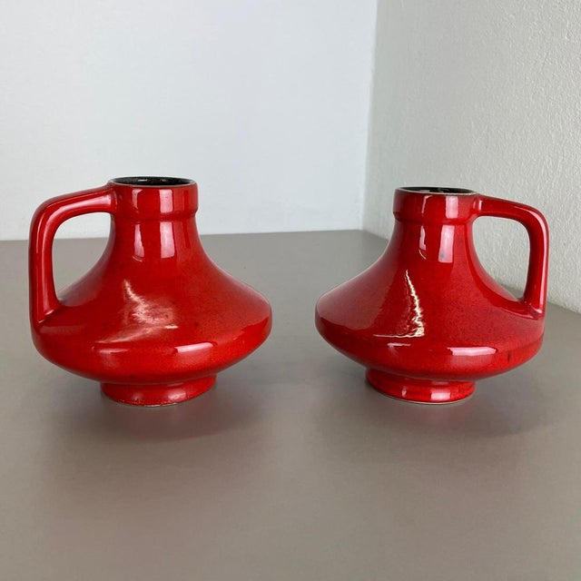 Red-Glaze Fat Lava UFO Vases attributed to Jopeko, Germany, 1970s, Set of 2 For Sale - Image 15 of 18