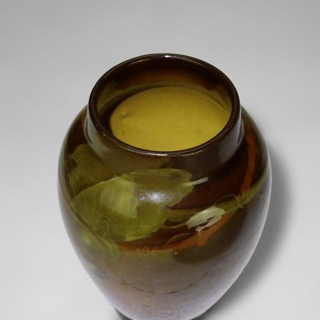 Arts & Crafts Weller Louwelsa High Glaze Pottery Vase With Grape & Leaf C1920 For Sale - Image 6 of 6