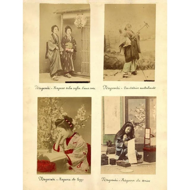 Portraits of Nagasaki Women is a lot of four hand-inked Albumen print with aniline applied on a single cardboard. Very...