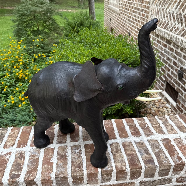 Glass Leather Covered Elephant For Sale - Image 7 of 9