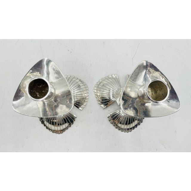 Silver 1980s Pair of Silver Plated Candle Holders by Emilia Castillo, Mexican Modernism For Sale - Image 8 of 15