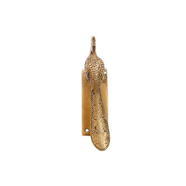 Rustic Brass Peacock Door Knocker For Sale - Image 3 of 5