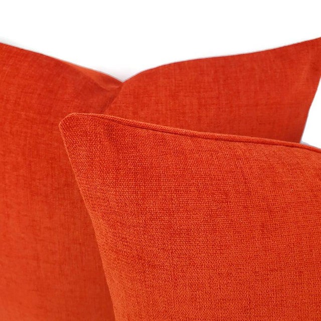 2010s Arc Com Fabric Spirit in Watermelon Pillow Cover - 20" X 20" Solid Bright Red Chenille Cushion Case For Sale - Image 5 of 7