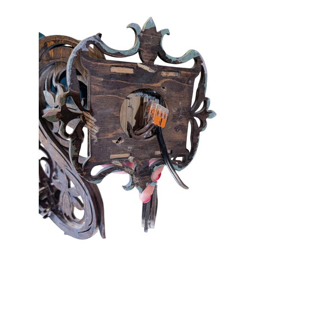 Antique Early 1900's Carved Wood Wall Sconces, a Pair For Sale - Image 10 of 11