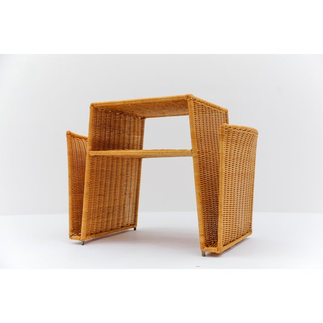 Italian Rattan Side Table and Magazine Rack, 1970s For Sale - Image 4 of 13