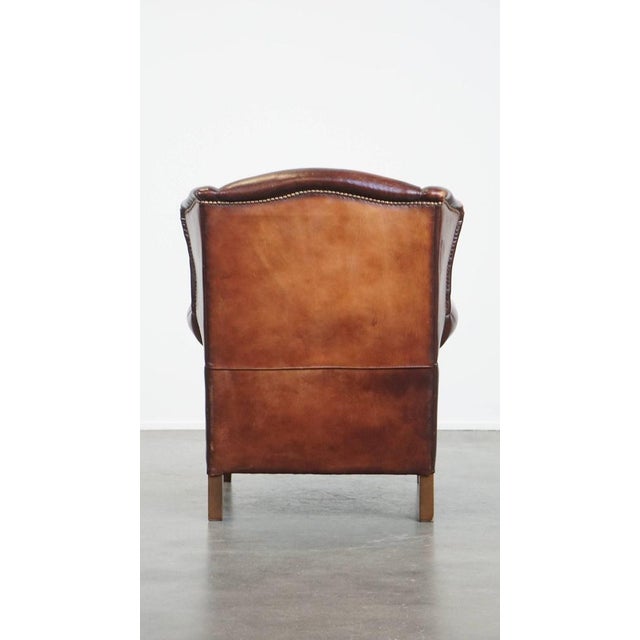 Vintage Sheep Leather Wing Chair For Sale - Image 4 of 17