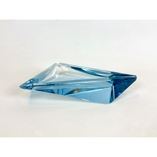 Blue Art Deco Blue Glass Ashtray by Moser, 1930s For Sale - Image 8 of 14