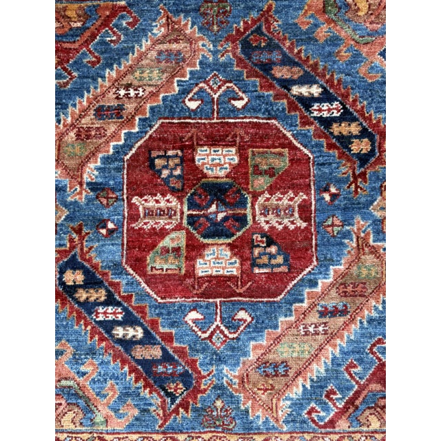 Blue Afghan Kazak Rug, 2 X 3 For Sale - Image 6 of 11