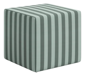Spritely Home Corbett Ottoman in Canopy Stripe Tonal Teal