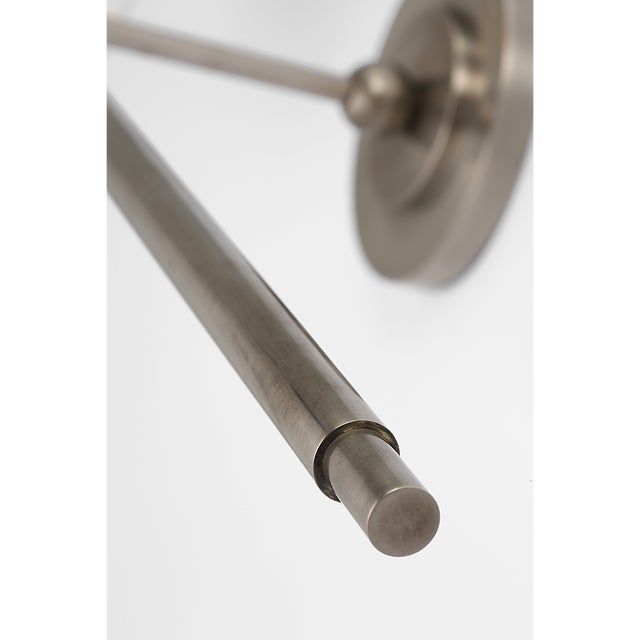 Bryant 27" Cordless Tail Sconce in Antique Nickel with Linen Shade Designer: Thomas O'Brien Finish: Antique Nickel Height:...