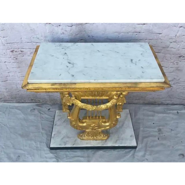 19th Century Swedish Gustavian Giltwood Console Table With Lyre and Marble Top For Sale - Image 5 of 10