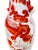 Vintage Chinese porcelain Hu-form vase, featuring expressive hand-painted foo lions in rich iron-red against a white...