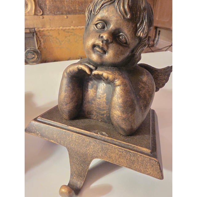 Cherub Stocking Hangers With Bronzed Metal Body For Sale In San Antonio - Image 6 of 8
