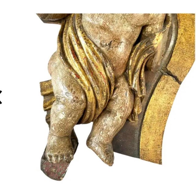 Wood Italian Baroque Putti Sculptures, Hand-Carved Wood, 18th Century For Sale - Image 7 of 13