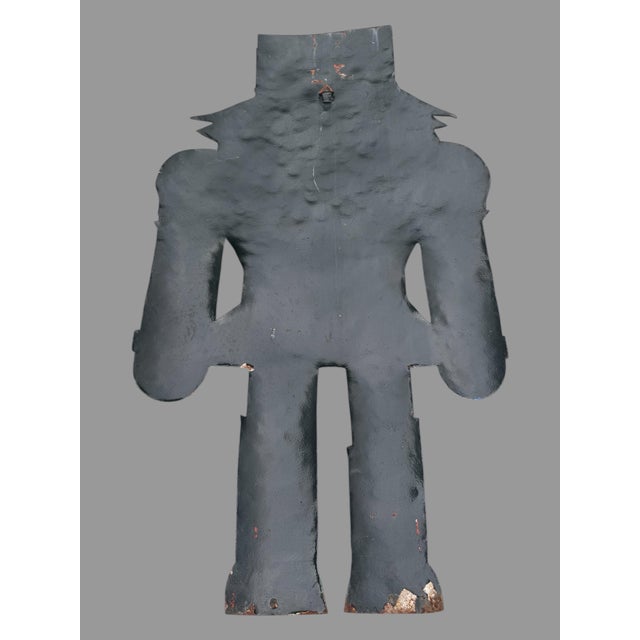 Mid 20th Century Vintage Hand Painted 37" Folk Art Wall Hanging Metal Cutout Nutcracker Decoration For Sale - Image 5 of 10