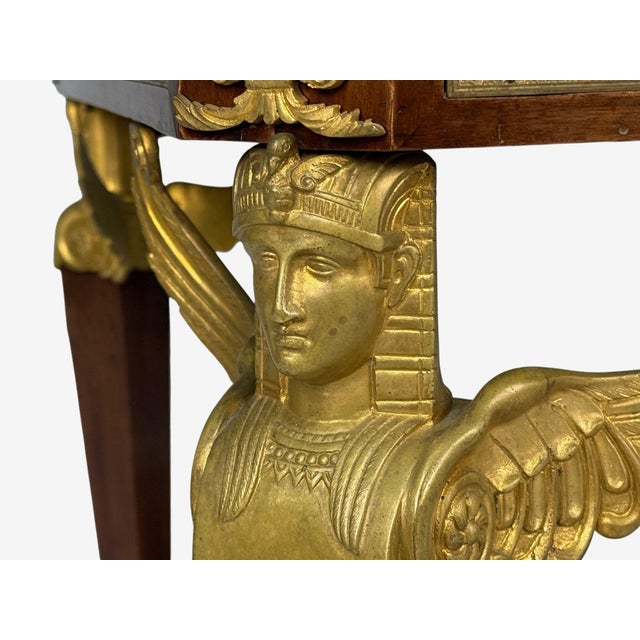 Wood French Empire Revival, Center Table, Bronze, Mahogany, Marble, France, 19th C. For Sale - Image 7 of 13