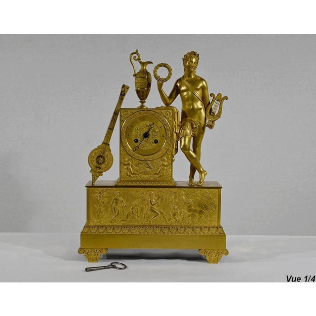 Empire Golden Bronze Clock from Leroy Palais Royal, Early 19th Century For Sale - Image 4 of 18