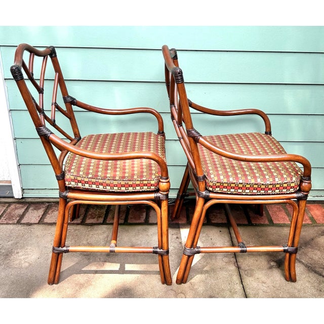 Pair of 1980s Chinese Chippendale Faux Bamboo Armchairs With Cane Seats For Sale - Image 4 of 14