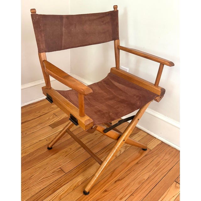 1980s 1980s American Suede Directors or Campaign X-Chair For Sale - Image 5 of 10