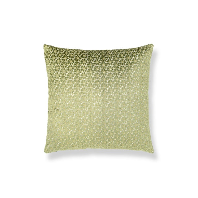 Contemporary The House Of Scalamandré Petal Velvet Square Pillow In Leaf For Sale - Image 3 of 3