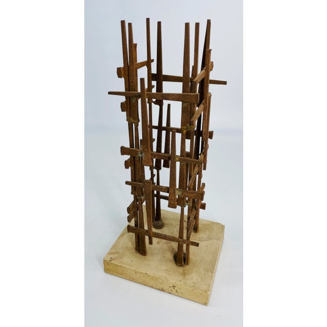 Excellent example of Brutalist style by David Grossman, this sculpture is comprised of flat nails welded to one another in...
