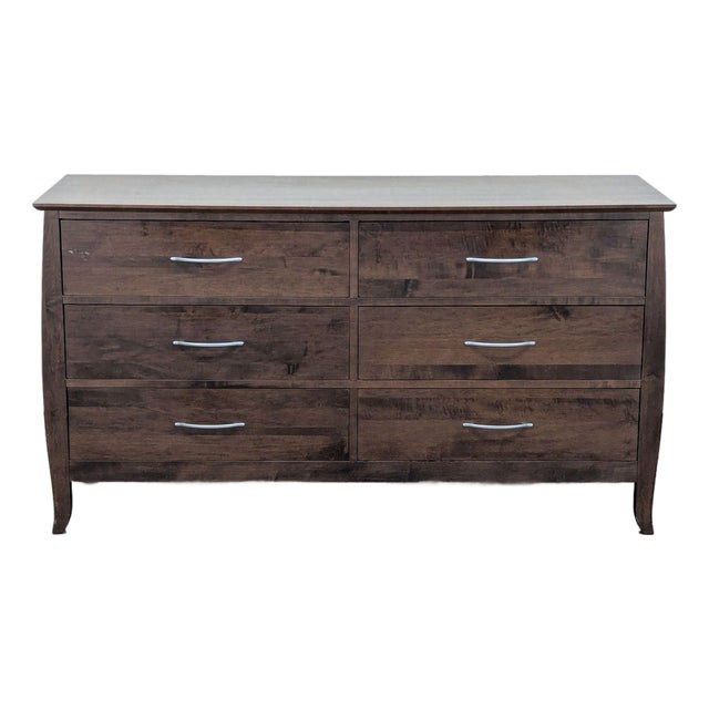 Baronet Maple 6-Drawer Dresser in Dark Wood Finish For Sale