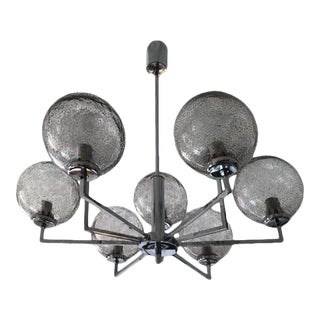 1970s Bended Chrome Chandelier in Style of Gaetano Sciolari For Sale