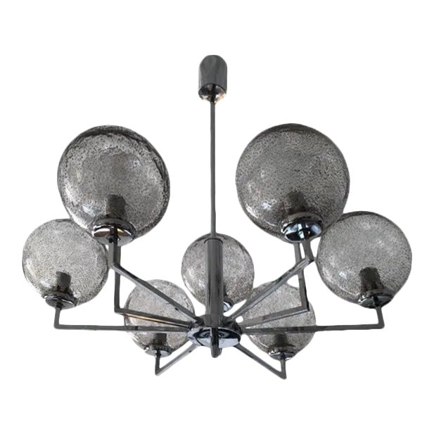 1970s Bended Chrome Chandelier in Style of Gaetano Sciolari For Sale