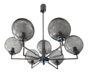1970s Bended Chrome Chandelier in Style of Gaetano Sciolari