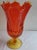 Glass Mid Century Fenton Amberina Swung Thumbprint Hankerchirf Vase For Sale - Image 7 of 12