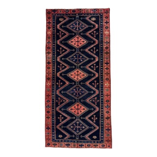 Antique Persian Hamedan Hand-Knotted Runner 4'8" X 12'11" For Sale